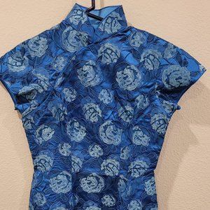 Vintage Late 1940's\1950s custom CheongSam (Chinese gown w/ Mandarin collar)